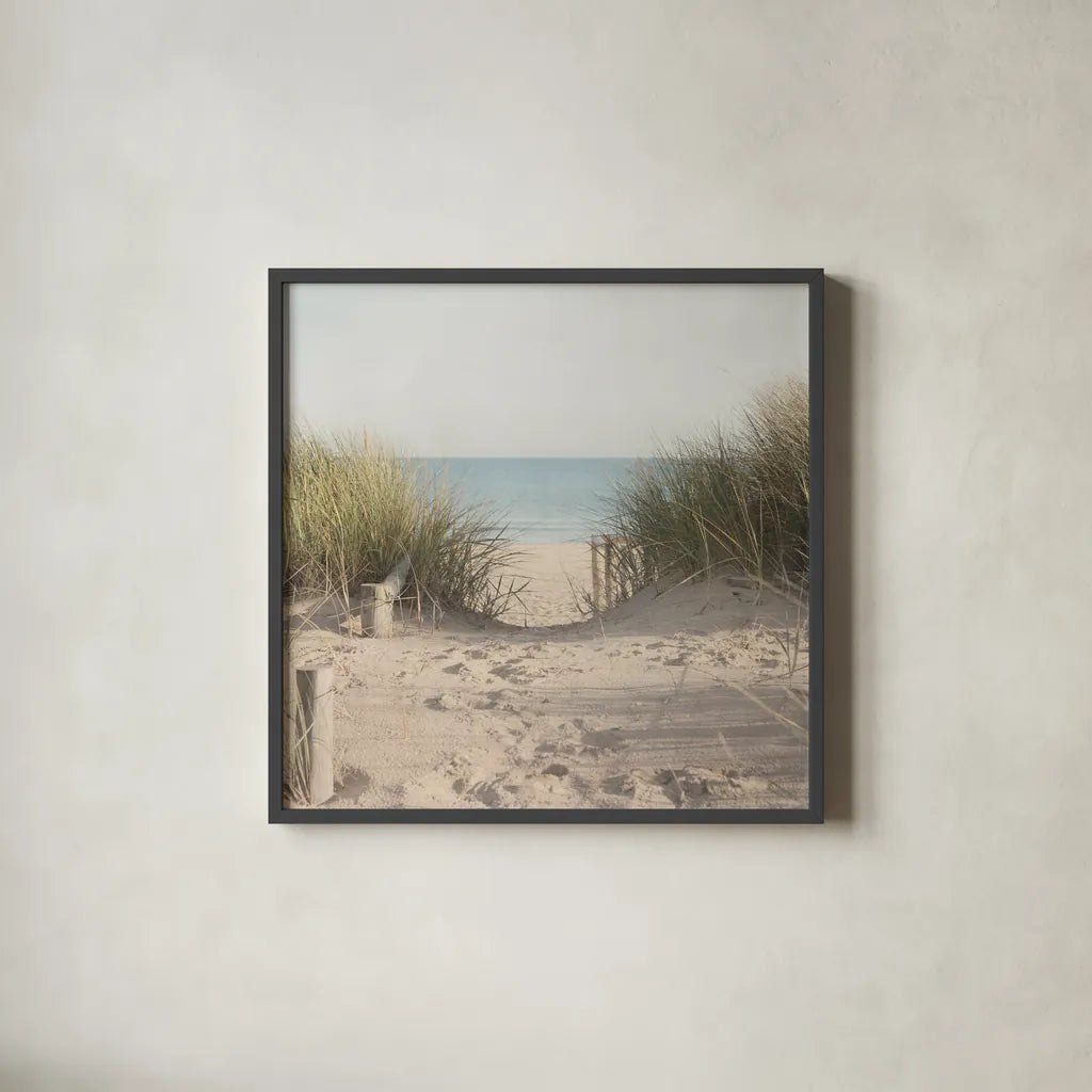Beach Grasses by Pela Studio. Shown in a sleek black glass frame for a contemporary gallery look. Available as an archival giclee rolled canvas, fine art paper, or poster print. SKU 76251a.