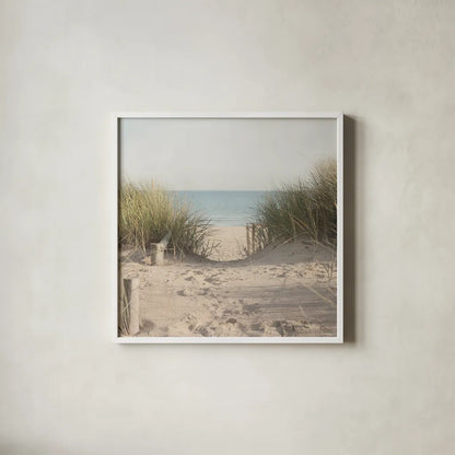 Beach Grasses by Pela Studio. Shown in a crisp white glass frame for a clean and minimalist style. Available as an archival giclee rolled canvas, fine art paper, or poster print. SKU 76251a.