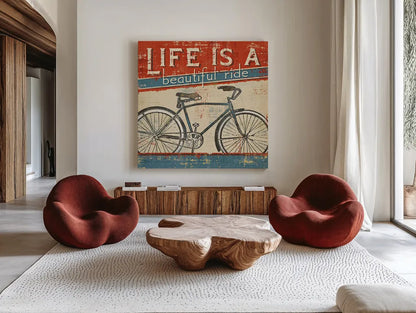 Beautiful Ride I by Pela Studio. Shown as extra-large giant wall art in a modern living room. Available as an archival giclee rolled canvas, fine art paper, or poster print. SKU 10367a.