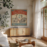 Beautiful Ride II by Pela Studio. Shown in a natural wood frame in a cozy modern living room. Available as an archival giclee rolled canvas, fine art paper, or poster print. SKU 10368a.