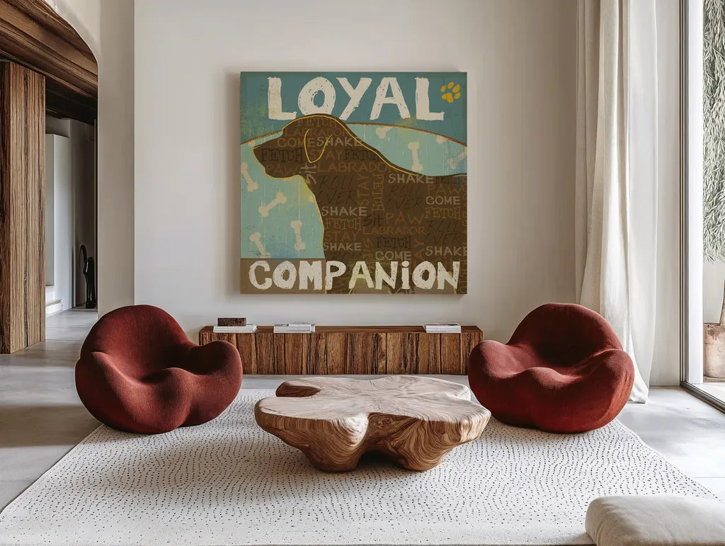 Best Friends II by Pela Studio. Shown as extra-large giant wall art in a modern living room. Available as an archival giclee rolled canvas, fine art paper, or poster print. SKU 11016a.