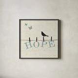 Bird Talk I by Pela Studio. Shown in a sleek black glass frame for a contemporary gallery look. Available as an archival giclee rolled canvas, fine art paper, or poster print. SKU 10588a.