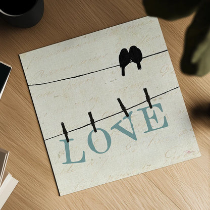 Bird Talk II by Pela Studio. Shown as a detailed flat fine art print, highlighting archival giclee quality. Available as an archival giclee rolled canvas, fine art paper, or poster print. SKU 10589a.