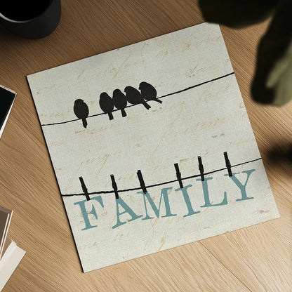 Bird Talk III by Pela Studio. Shown as a detailed flat fine art print, highlighting archival giclee quality. Available as an archival giclee rolled canvas, fine art paper, or poster print. SKU 10590a.