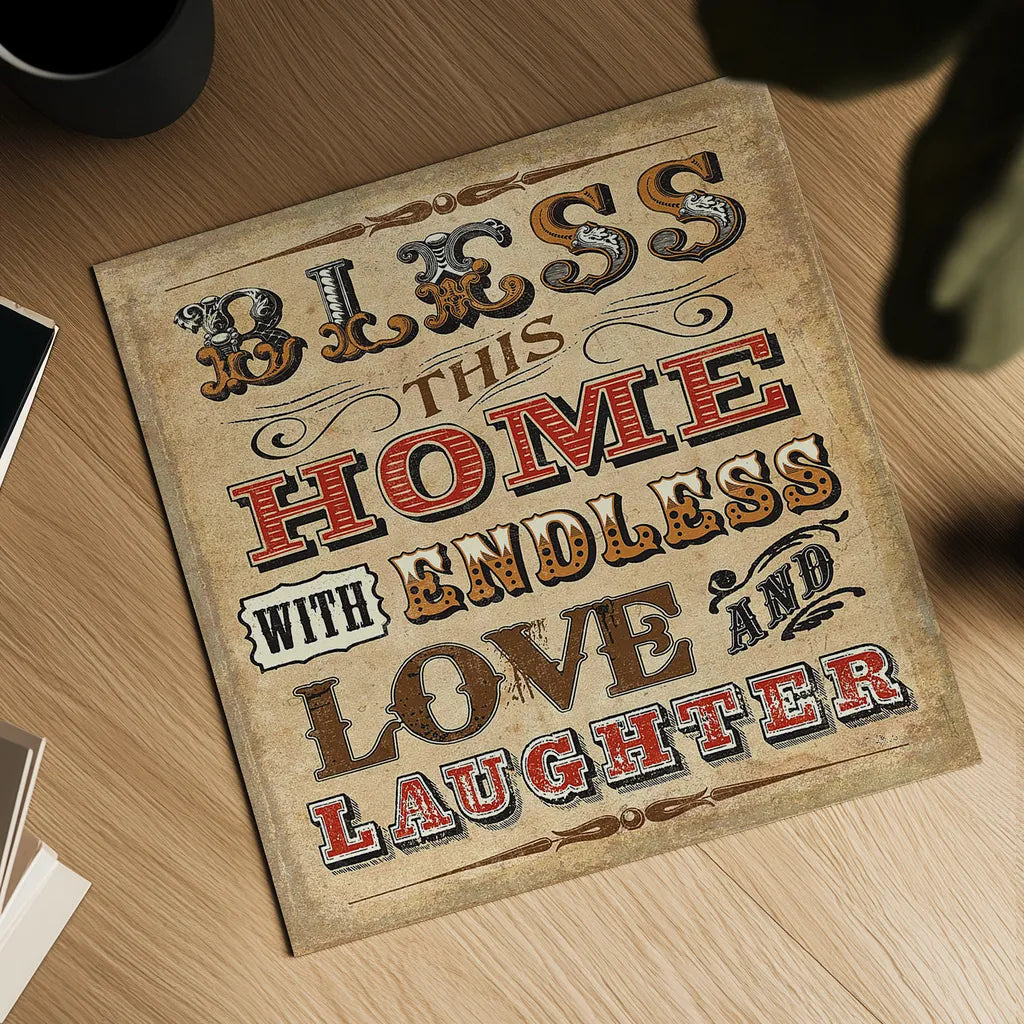 Blessed I Sq by Pela Studio. Shown as a detailed flat fine art print, highlighting archival giclee quality. Available as an archival giclee rolled canvas, fine art paper, or poster print. SKU 28356a.