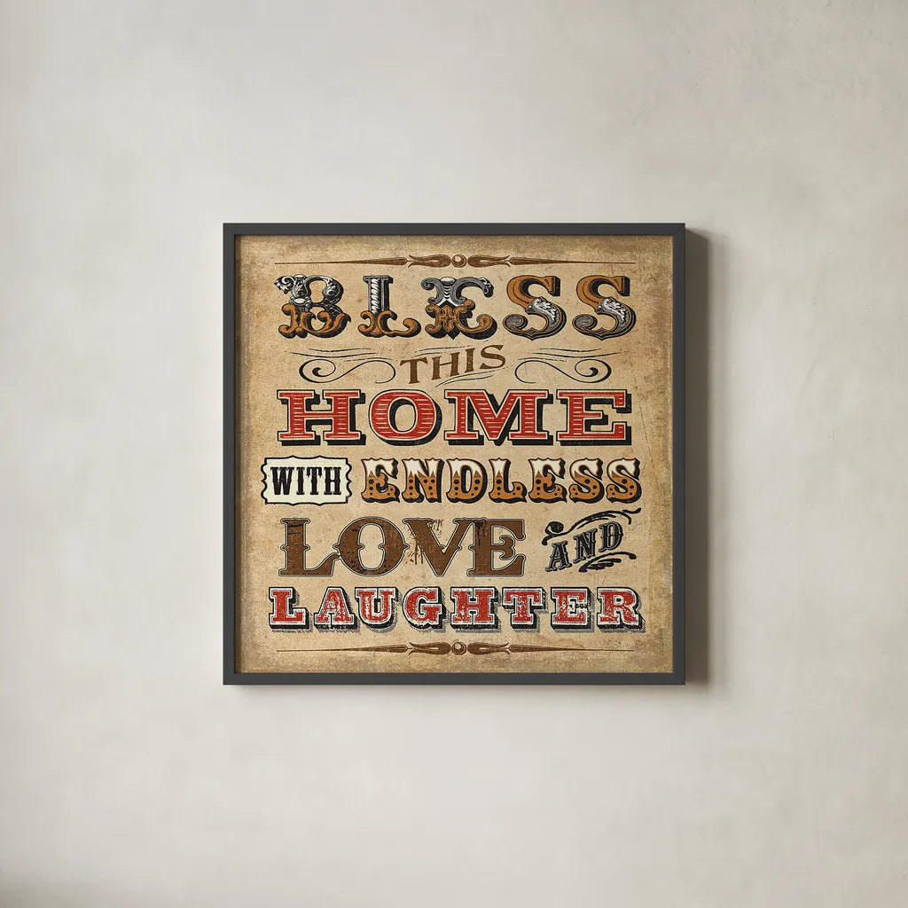 Blessed I Sq by Pela Studio. Shown in a sleek black glass frame for a contemporary gallery look. Available as an archival giclee rolled canvas, fine art paper, or poster print. SKU 28356a.