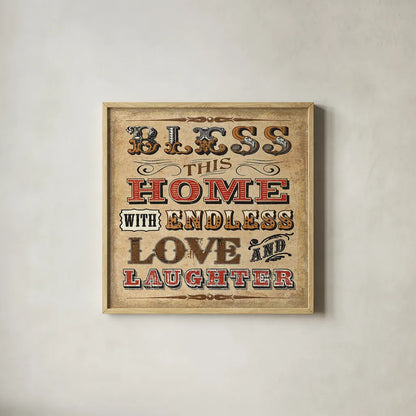 Blessed I Sq by Pela Studio. Shown in a natural wood glass frame for a timeless modern aesthetic. Available as an archival giclee rolled canvas, fine art paper, or poster print. SKU 28356a.
