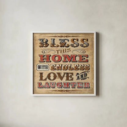 Blessed I Sq by Pela Studio. Shown in a crisp white glass frame for a clean and minimalist style. Available as an archival giclee rolled canvas, fine art paper, or poster print. SKU 28356a.