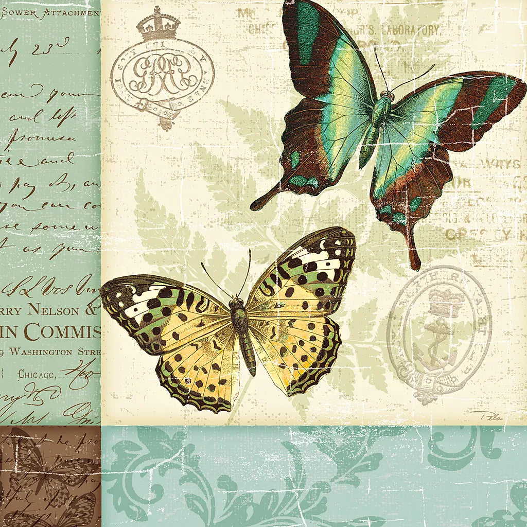 Butterfly Patchwork I by Pela Studio. SKU 6872a. Archival Giclee Fine art print for wall decor.