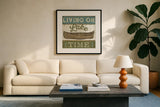 By the Lake II by Pela Studio. Displayed in a glass frame with matte in a clean modern living room. Available as an archival giclee rolled canvas, fine art paper, or poster print. SKU 21898a.