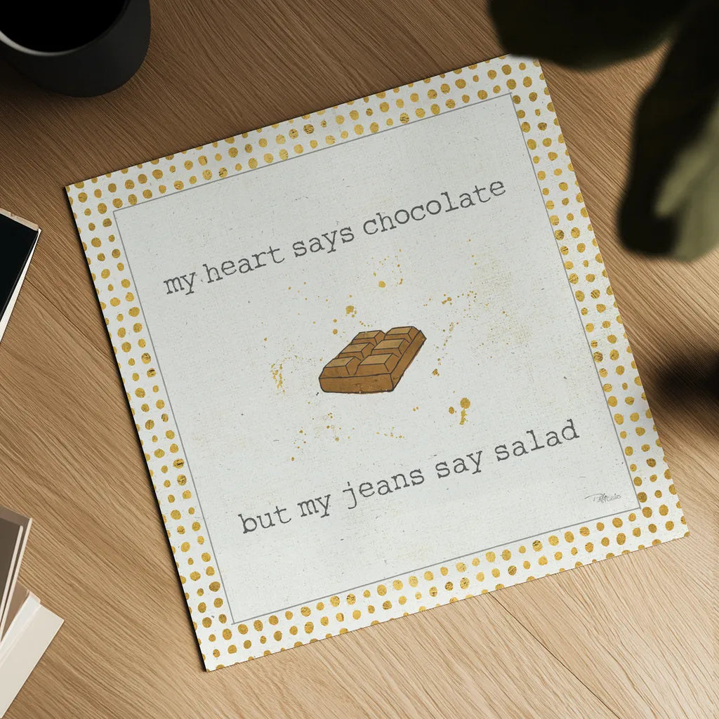 Calorie Cuties IV Dot Border by Pela Studio. Shown as a detailed flat fine art print, highlighting archival giclee quality. Available as an archival giclee rolled canvas, fine art paper, or poster print. SKU 46174a.