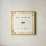 Calorie Cuties VI Dot Border by Pela Studio. Shown in a natural wood glass frame for a timeless modern aesthetic. Available as an archival giclee rolled canvas, fine art paper, or poster print. SKU 46175a.