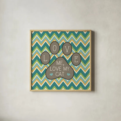 Cat Sayin I by Pela Studio. Shown in a natural wood glass frame for a timeless modern aesthetic. Available as an archival giclee rolled canvas, fine art paper, or poster print. SKU 14296a.