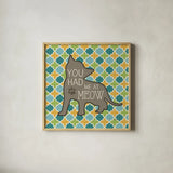 Cat Sayin II by Pela Studio. Shown in a natural wood glass frame for a timeless modern aesthetic. Available as an archival giclee rolled canvas, fine art paper, or poster print. SKU 14297a.