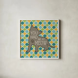 Cat Sayin II by Pela Studio. Shown in a crisp white glass frame for a clean and minimalist style. Available as an archival giclee rolled canvas, fine art paper, or poster print. SKU 14297a.