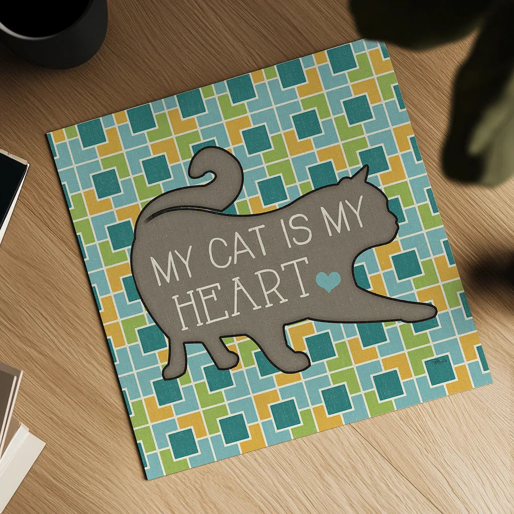 Cat Sayin IV by Pela Studio. Shown as a detailed flat fine art print, highlighting archival giclee quality. Available as an archival giclee rolled canvas, fine art paper, or poster print. SKU 14299a.