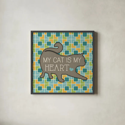 Cat Sayin IV by Pela Studio. Shown in a sleek black glass frame for a contemporary gallery look. Available as an archival giclee rolled canvas, fine art paper, or poster print. SKU 14299a.