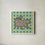 Cat Sayin IV by Pela Studio. Shown in a crisp white glass frame for a clean and minimalist style. Available as an archival giclee rolled canvas, fine art paper, or poster print. SKU 14299a.