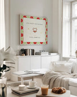 Christmas Cuties II Step 01A by Pela Studio. Displayed in a neutral white living room setting for a light and airy feel. Available as an archival giclee rolled canvas, fine art paper, or poster print. SKU 47512a.