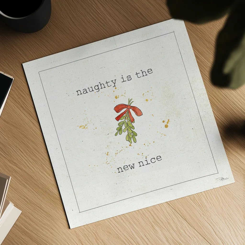 Christmas Cuties III - Naughty is the New Nice by Pela Studio. Shown as a detailed flat fine art print, highlighting archival giclee quality. Available as an archival giclee rolled canvas, fine art paper, or poster print. SKU 30847a.