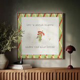 Christmas Cuties III Step 04C by Pela Studio. Displayed as framed wall art above a natural console on a Venetian plaster wall. Available as an archival giclee rolled canvas, fine art paper, or poster print. SKU 47513a.