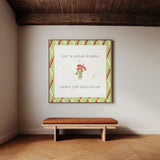 Christmas Cuties III Step 04C by Pela Studio. Shown as framed artwork above a bench in a contemporary space. Available as an archival giclee rolled canvas, fine art paper, or poster print. SKU 47513a.