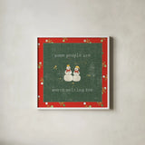 Christmas Cuties IV Dark Green by Pela Studio. Shown in a crisp white glass frame for a clean and minimalist style. Available as an archival giclee rolled canvas, fine art paper, or poster print. SKU 47514a.