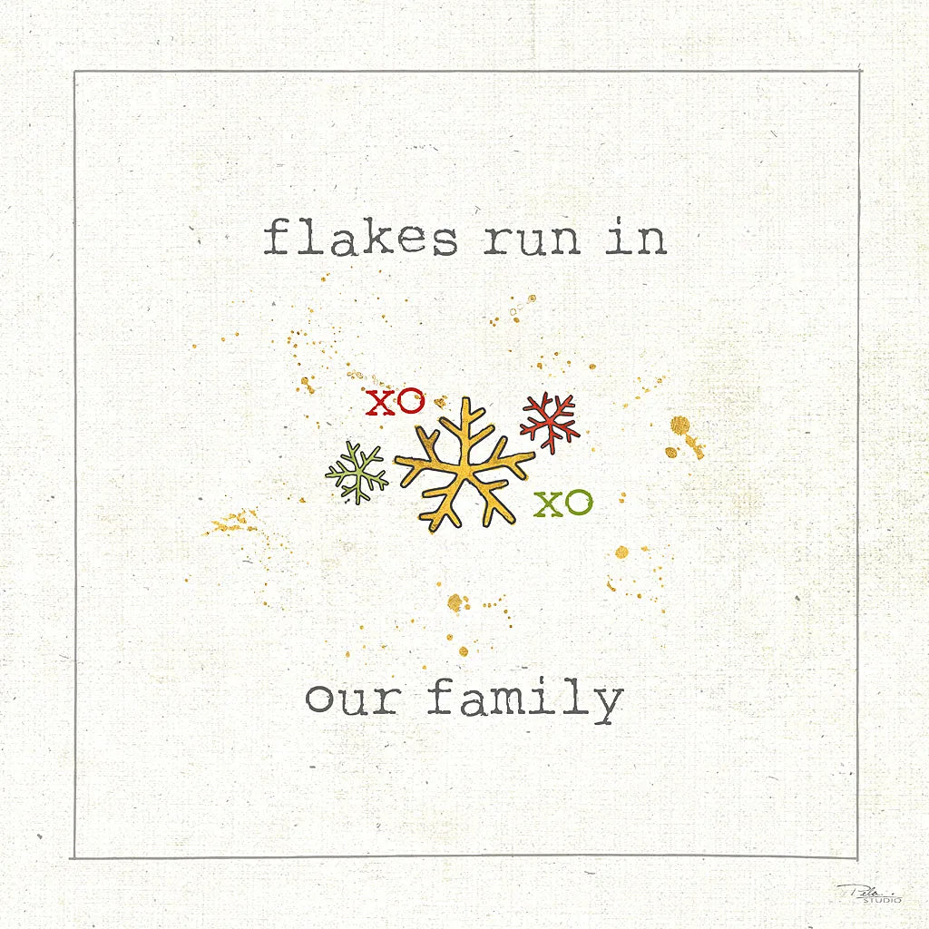 Christmas Cuties V - Flakes Run in Our Family by Pela Studio. SKU 30848a. Archival Giclee Fine art print for wall decor.
