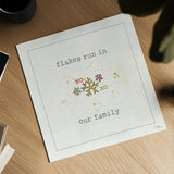 Christmas Cuties V - Flakes Run in Our Family by Pela Studio. Shown as a detailed flat fine art print, highlighting archival giclee quality. Available as an archival giclee rolled canvas, fine art paper, or poster print. SKU 30848a.