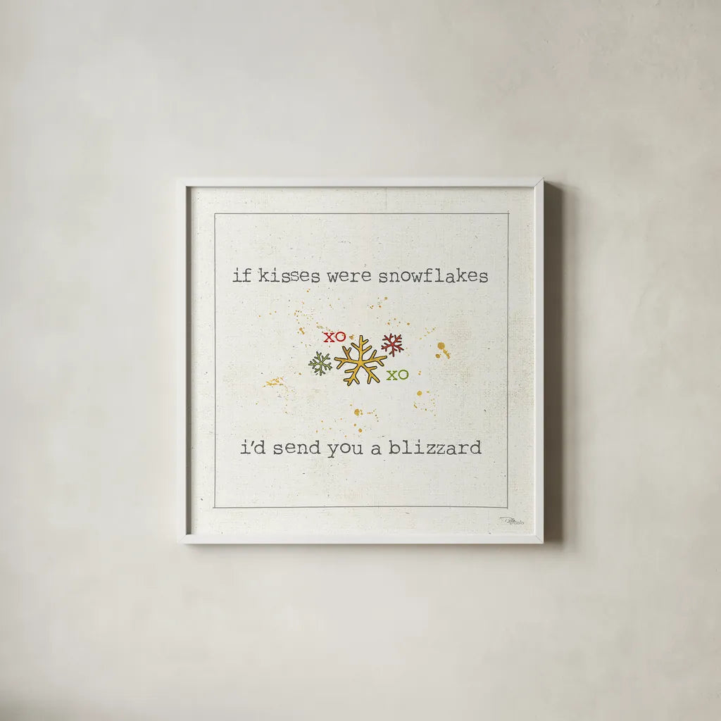 Christmas Cuties V by Pela Studio. Shown in a crisp white glass frame for a clean and minimalist style. Available as an archival giclee rolled canvas, fine art paper, or poster print. SKU 31388a.