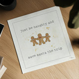 Christmas Cuties VI - Just be Naughty and Save Santa the Trip by Pela Studio. Shown as a detailed flat fine art print, highlighting archival giclee quality. Available as an archival giclee rolled canvas, fine art paper, or poster print. SKU 30849a.
