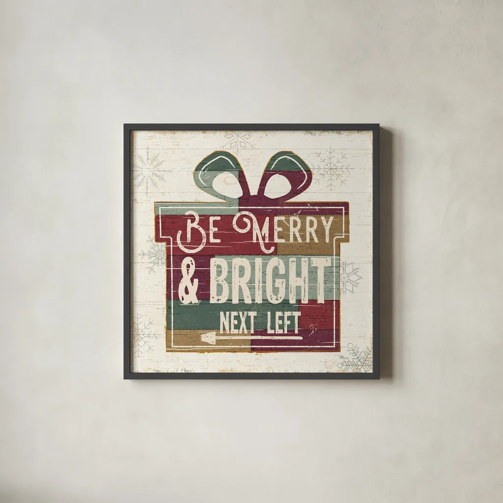 Christmas Signs I by Pela Studio. Shown in a sleek black glass frame for a contemporary gallery look. Available as an archival giclee rolled canvas, fine art paper, or poster print. SKU 36671a.