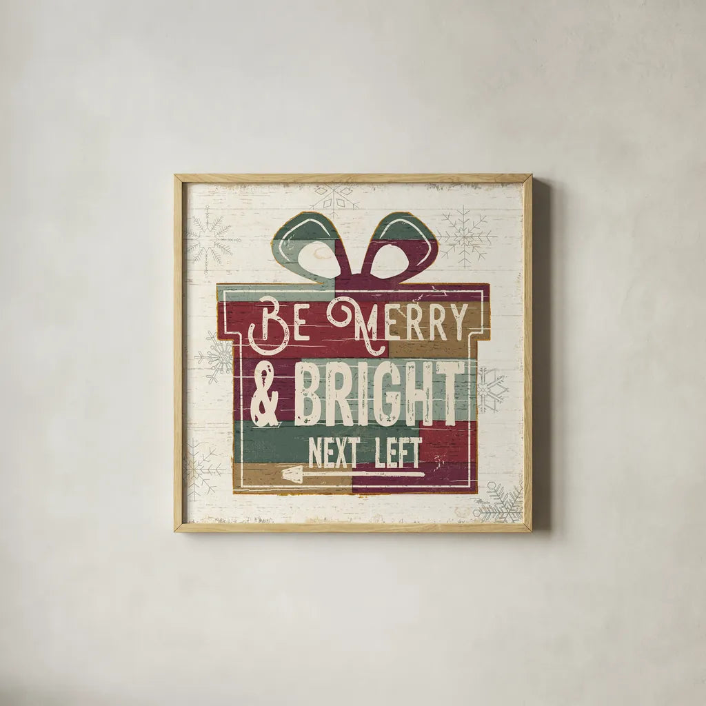 Christmas Signs I by Pela Studio. Shown in a natural wood glass frame for a timeless modern aesthetic. Available as an archival giclee rolled canvas, fine art paper, or poster print. SKU 36671a.