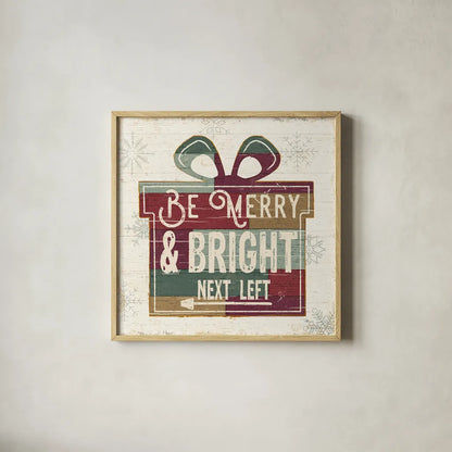 Christmas Signs I by Pela Studio. Shown in a natural wood glass frame for a timeless modern aesthetic. Available as an archival giclee rolled canvas, fine art paper, or poster print. SKU 36671a.