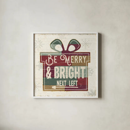 Christmas Signs I by Pela Studio. Shown in a crisp white glass frame for a clean and minimalist style. Available as an archival giclee rolled canvas, fine art paper, or poster print. SKU 36671a.