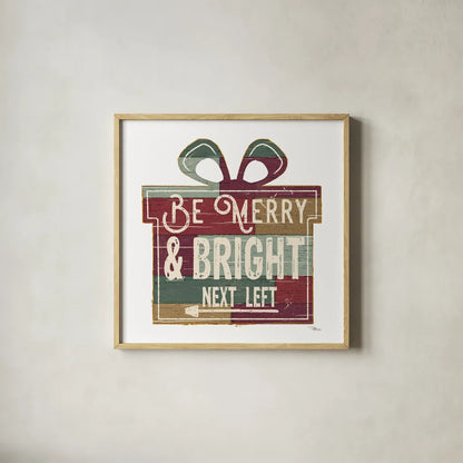 Christmas Signs I White by Pela Studio. Shown in a natural wood glass frame for a timeless modern aesthetic. Available as an archival giclee rolled canvas, fine art paper, or poster print. SKU 65491a.