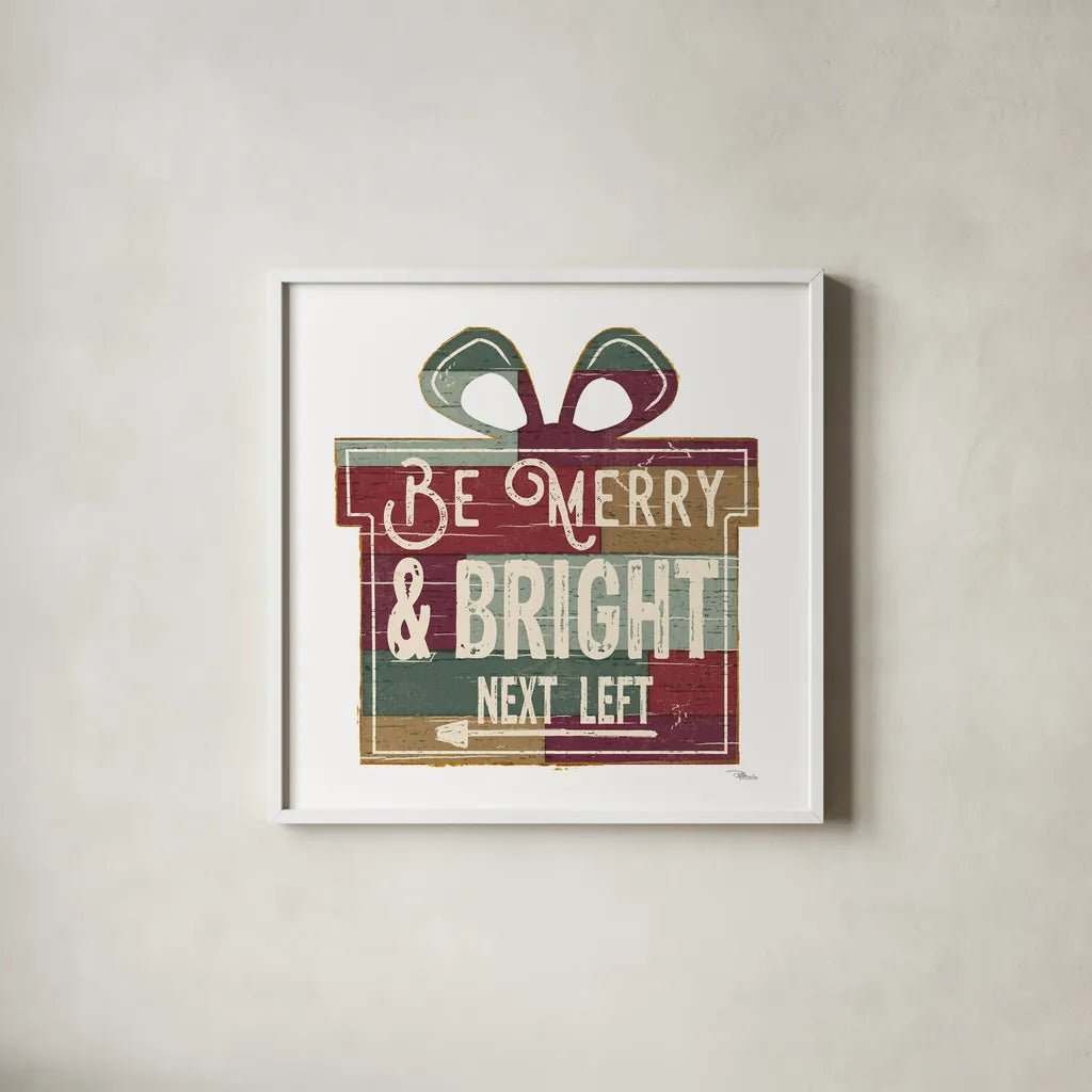 Christmas Signs I White by Pela Studio. Shown in a crisp white glass frame for a clean and minimalist style. Available as an archival giclee rolled canvas, fine art paper, or poster print. SKU 65491a.