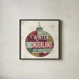 Christmas Signs II by Pela Studio. Shown in a sleek black glass frame for a contemporary gallery look. Available as an archival giclee rolled canvas, fine art paper, or poster print. SKU 36672a.