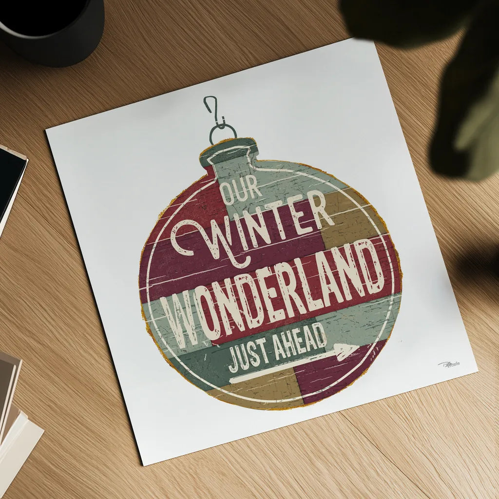 Christmas Signs II White by Pela Studio. Shown as a detailed flat fine art print, highlighting archival giclee quality. Available as an archival giclee rolled canvas, fine art paper, or poster print. SKU 65492a.