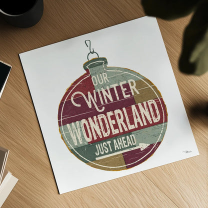 Christmas Signs II White by Pela Studio. Shown as a detailed flat fine art print, highlighting archival giclee quality. Available as an archival giclee rolled canvas, fine art paper, or poster print. SKU 65492a.