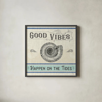 Coastal Farmhouse II by Pela Studio. Shown in a sleek black glass frame for a contemporary gallery look. Available as an archival giclee rolled canvas, fine art paper, or poster print. SKU 52322a.