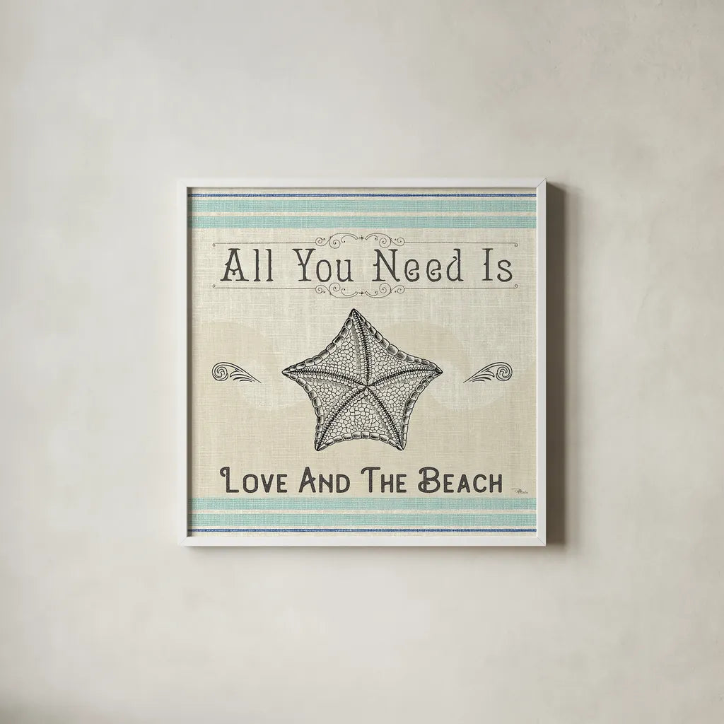 Coastal Farmhouse III by Pela Studio. Shown in a crisp white glass frame for a clean and minimalist style. Available as an archival giclee rolled canvas, fine art paper, or poster print. SKU 52323a.