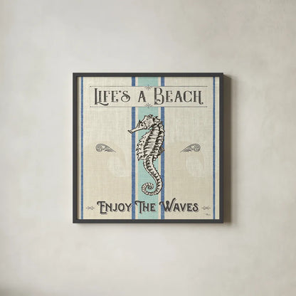 Coastal Farmhouse IV by Pela Studio. Shown in a sleek black glass frame for a contemporary gallery look. Available as an archival giclee rolled canvas, fine art paper, or poster print. SKU 52324a.