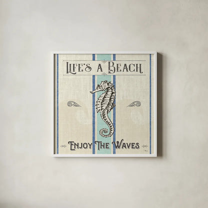 Coastal Farmhouse IV by Pela Studio. Shown in a crisp white glass frame for a clean and minimalist style. Available as an archival giclee rolled canvas, fine art paper, or poster print. SKU 52324a.