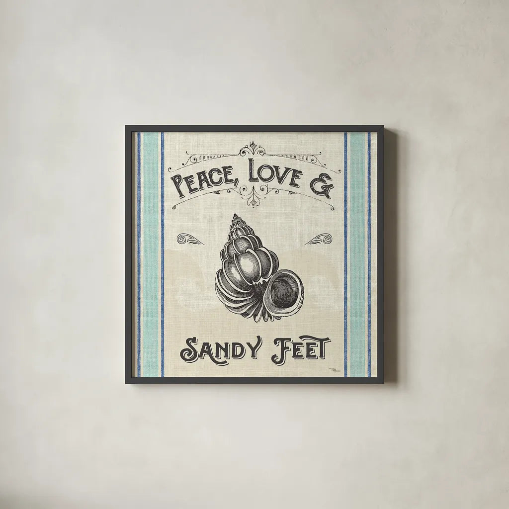 Coastal Farmhouse V by Pela Studio. Shown in a sleek black glass frame for a contemporary gallery look. Available as an archival giclee rolled canvas, fine art paper, or poster print. SKU 52325a.