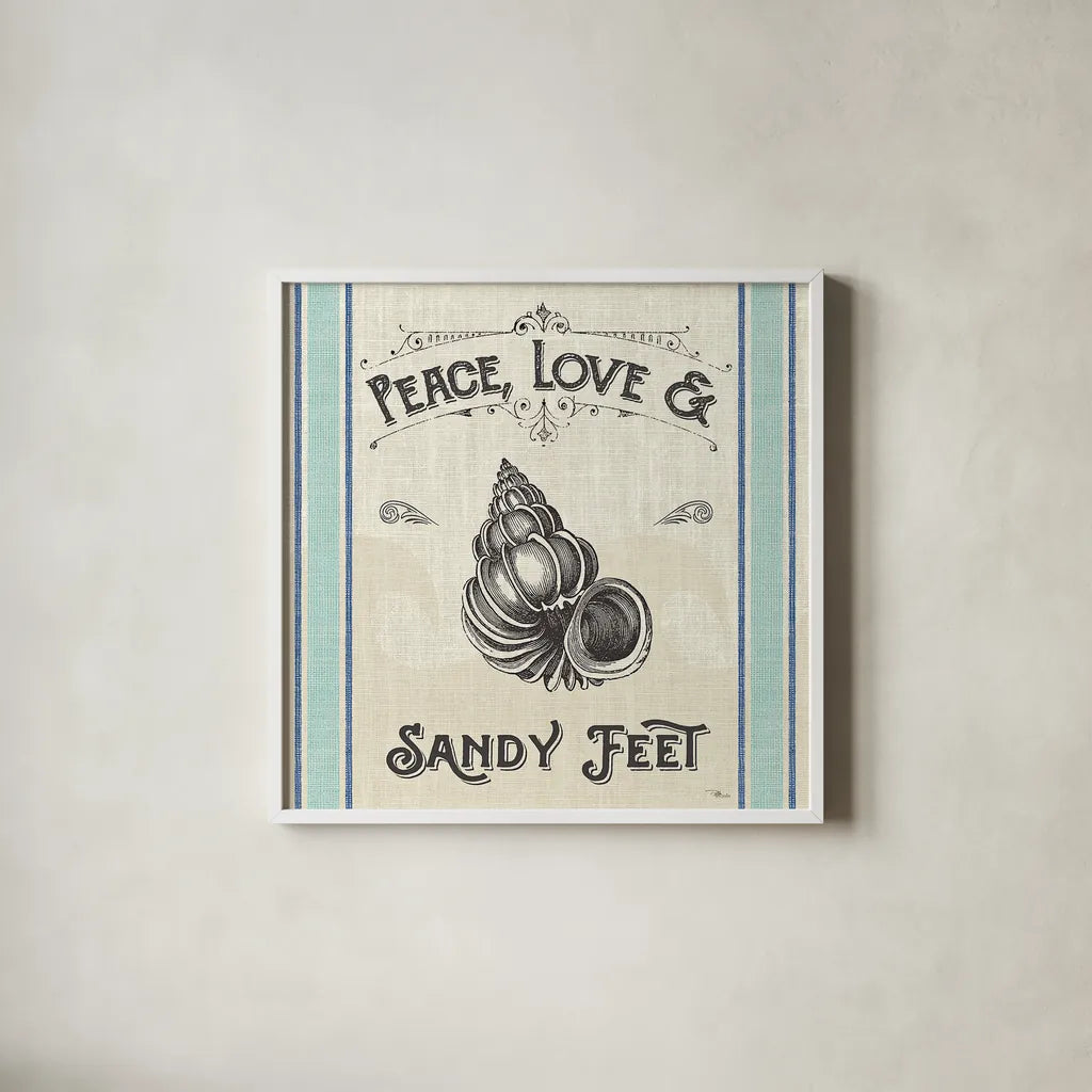 Coastal Farmhouse V by Pela Studio. Shown in a crisp white glass frame for a clean and minimalist style. Available as an archival giclee rolled canvas, fine art paper, or poster print. SKU 52325a.