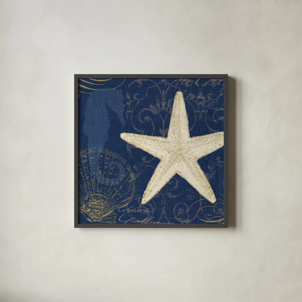 Coastal Moonlight I Teal by Pela Studio. Shown in a sleek black glass frame for a contemporary gallery look. Available as an archival giclee rolled canvas, fine art paper, or poster print. SKU 11385a.