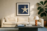 Coastal Moonlight I Teal by Pela Studio. Displayed in a glass frame with matte in a clean modern living room. Available as an archival giclee rolled canvas, fine art paper, or poster print. SKU 11385a.