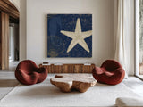 Coastal Moonlight I Teal by Pela Studio. Shown as extra-large giant wall art in a modern living room. Available as an archival giclee rolled canvas, fine art paper, or poster print. SKU 11385a.