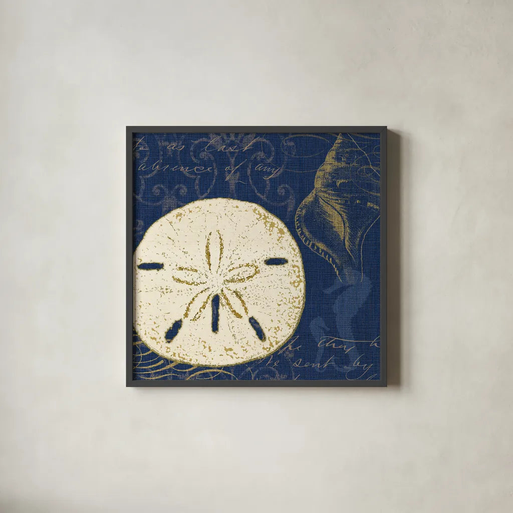 Coastal Moonlight III Teal by Pela Studio. Shown in a sleek black glass frame for a contemporary gallery look. Available as an archival giclee rolled canvas, fine art paper, or poster print. SKU 11387a.